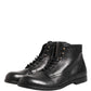 Dolce & Gabbana Black Lace Up Short Ankle Boots Men Shoes