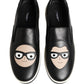 Dolce & Gabbana Black Leather Signature Figures Sneakers Shoes