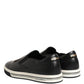 Dolce & Gabbana Black Leather Signature Figures Sneakers Shoes
