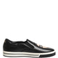 Dolce & Gabbana Black Leather Signature Figures Sneakers Shoes
