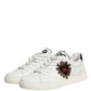 Dolce & Gabbana White Leather Sacred Heart Patch Sneakers Shoes