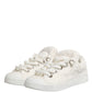Dolce & Gabbana White Faux Shearling Low Top Sneakers  Shoes
