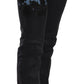 John Galliano Black Swan Floral Embroidered Mid Waist Skinny Denim Jeans