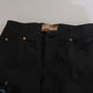 John Galliano Black Swan Floral Embroidered Mid Waist Skinny Denim Jeans