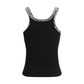 PINKO Black Cotton Sleeveles T-Shirt