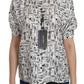Dolce & Gabbana White Musical Instrument Collared Blouse  Shirt