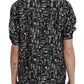 Dolce & Gabbana Black Musical Instrument Collared Blouse Shirt