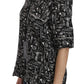 Dolce & Gabbana Black Musical Instrument Print Silk  Top