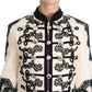 Dolce & Gabbana White Wool Black Floral Baroque Jacket