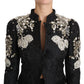 Dolce & Gabbana Black Jacquard Crystal Floral Jacket
