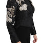 Dolce & Gabbana Black Jacquard Crystal Floral Jacket
