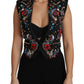 Dolce & Gabbana Black Crystal Sicily Vest Waistcoat