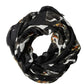 Dolce & Gabbana Black Modal Wool Dog Print Fringed 178cm x 64cm Scarf