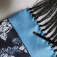 Dolce & Gabbana Black Blue Silk Floral Pattern Fringe 140cm x 16cm  Scarf