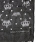 Dolce & Gabbana Black Wool Crown Print Fringe Neck Wrap 180cm x 65cm Scarf