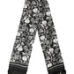 Dolce & Gabbana Black White Silk Floral Print Fringe 136cm X 15.5cm  Scarf