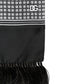 Dolce & Gabbana Black Silk Geometric Fringed Foulard 140cm x 15cm Scarf