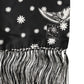 Dolce & Gabbana Black Silk Sun Moon Star Fringe Foulard 178cm X 33cm Scarf
