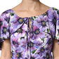 Dolce & Gabbana Purple Floral Silk Stretch Elegant Gown  Dress