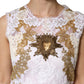 Dolce & Gabbana Ivory Lace Silk Embellished Sleeveless  Dress