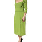Dolce & Gabbana Green Silk Sweetheart Neckline Midi  Dress