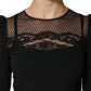 Dolce & Gabbana Black Lace Sheer Panel Midi Long Sleeve  Dress