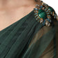 Dolce & Gabbana Green Ruched Mesh Sheer Sleeves Midi Dress