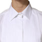 Dolce & Gabbana White Cotton Pleated Sleeveless Button Down Top