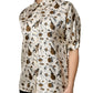 Dolce & Gabbana Beige Musical Instrument Print Short Sleeve Top