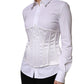 Dolce & Gabbana White Polyamide Waist Cincher Bustier Corset Top