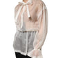 Dolce & Gabbana White Sheer Silk Blouse Lace Bow Tie Blouse Top