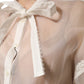 Dolce & Gabbana White Sheer Silk Blouse Lace Bow Tie Blouse Top