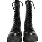 Dolce & Gabbana Black Leather Trek Sole Combat Boots Shoes