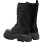 Dolce & Gabbana Black Leather Trek Sole Combat Boots Shoes