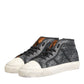 Dolce & Gabbana Black White Canvas Logo Mid Top Sneakers Shoes