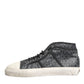 Dolce & Gabbana Black White Canvas Logo Mid Top Sneakers Shoes