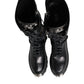 Dolce & Gabbana Black Leather Knee High Combat Boots Shoes