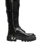 Dolce & Gabbana Black Leather Knee High Combat Boots Shoes