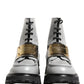 Dolce & Gabbana Gray Leather Logo Plaque Ankle Boots Shoes
