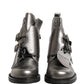 Dolce & Gabbana Metallic Silver Leather Buckle Ankle Boots Shoes