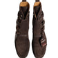Dolce & Gabbana Brown Suede Leather Buckle Ankle Boots Shoes