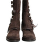 Dolce & Gabbana Brown Suede Leather Combat Ankle Boots  Shoes