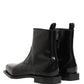 Dolce & Gabbana Black Leather Zip Closure Ankle Boots Shoes