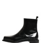 Dolce & Gabbana Black Leather Zip Closure Ankle Boots Shoes