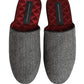 Dolce & Gabbana Grey Herringbone Cashmere Red Slippers Shoes