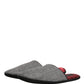 Dolce & Gabbana Grey Herringbone Cashmere Red Slippers Shoes