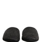 Dolce & Gabbana Dark Grey Charcoal Wool Red Slippers Shoes