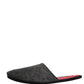 Dolce & Gabbana Dark Grey Charcoal Wool Red Slippers Shoes