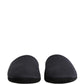 Dolce & Gabbana Dark Navy Wool Cotton Red Chevron Slippers Shoes