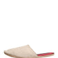 Dolce & Gabbana Beige Shetland Wool Red Quilted Slippers Shoes